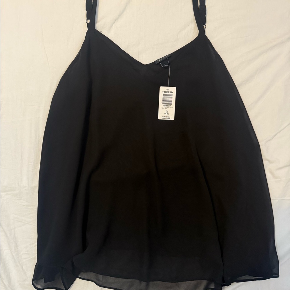 torrid Black Chiffon Layered Camisole with Adjustable Straps